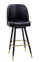 Swivel Barstool with Extra Large Black Vinyl Bucket Seat