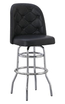 Swivel Metal Barstool with Black Tufted Seat and Chrome Frame for Indoor Use
