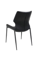 Sleek Metal Dining Chair with Textured Black Vinyl Backrest and Seat for Indoor Use