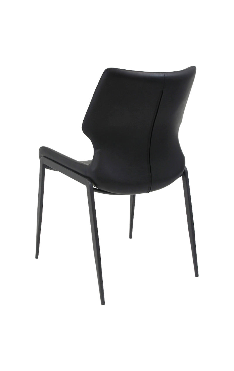 Sleek Metal Dining Chair with Textured Black Vinyl Backrest and Seat for Indoor Use