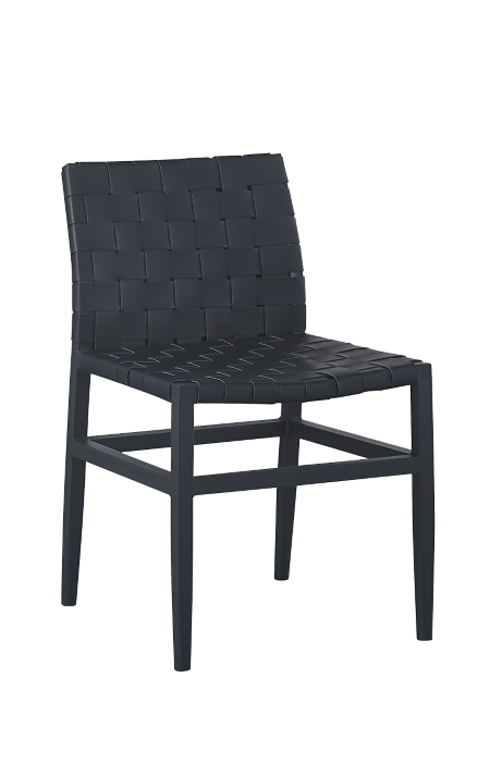 Metal Chair w/ Vinyl Woven Seat & Back in Black