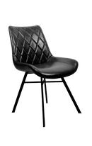 Metal Chair w/ Diamond Stitched Vinyl Seat in Black