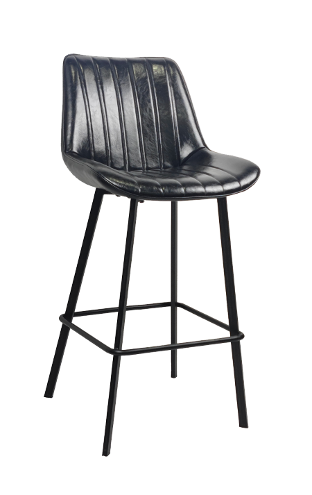 Metal Bar Stool w/ Vinyl Seat in Black