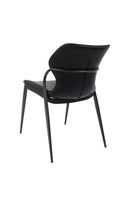 Contemporary Indoor Metal Chair with Smooth Black Upholstered Seat and Curved Backrest Design