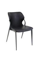 Contemporary Indoor Metal Chair with Smooth Black Upholstered Seat and Curved Backrest Design
