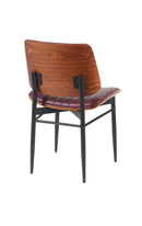 Indoor Mid-Century Modern Metal Chair with Burgundy Vinyl Seat & Back