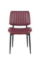 Indoor Mid-Century Modern Metal Chair with Burgundy Vinyl Seat & Back
