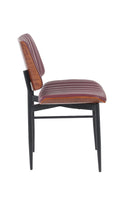Indoor Mid-Century Modern Metal Chair with Burgundy Vinyl Seat & Back