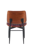 Indoor Mid-Century Modern Metal Chair with Burgundy Vinyl Seat & Back