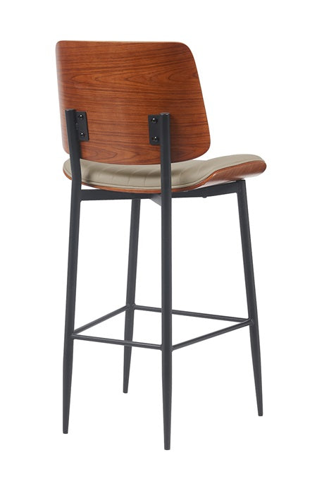 Indoor Mid-Century Modern Metal Barstool with Cream Vinyl Seat & Back
