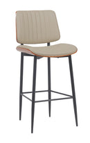 Indoor Mid-Century Modern Metal Barstool with Cream Vinyl Seat & Back