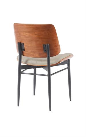 Indoor Mid-Century Modern Metal Chair with Cream Vinyl Seat & Back