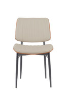 Indoor Mid-Century Modern Metal Chair with Cream Vinyl Seat & Back