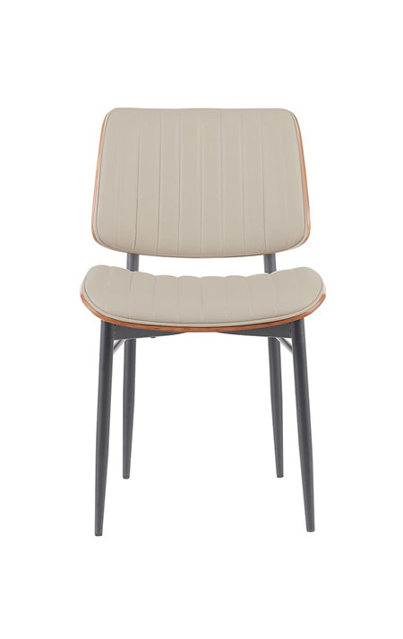 Indoor Mid-Century Modern Metal Chair with Cream Vinyl Seat & Back