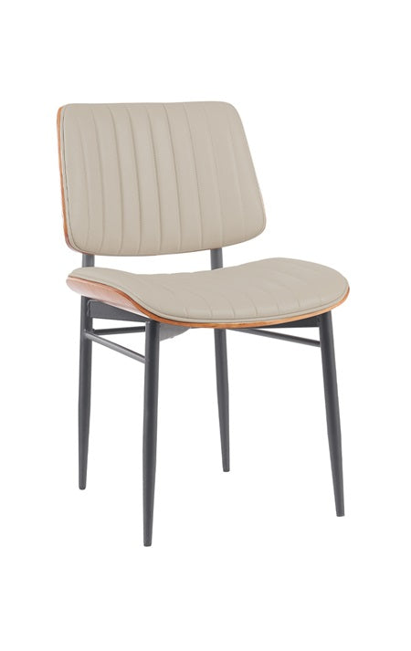 Indoor Mid-Century Modern Metal Chair with Cream Vinyl Seat & Back