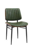 Indoor Mid-Century Modern Metal Chair with Green Vinyl Seat & Back