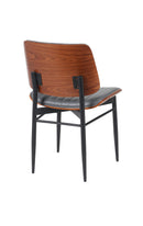 Indoor Mid-Century Modern Metal Chair with Gray Vinyl Seat & Back