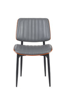 Indoor Mid-Century Modern Metal Chair with Gray Vinyl Seat & Back