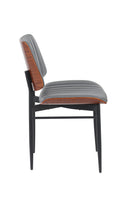 Indoor Mid-Century Modern Metal Chair with Gray Vinyl Seat & Back