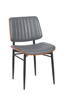 Indoor Mid-Century Modern Metal Chair with Gray Vinyl Seat & Back