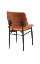 Indoor Mid-Century Modern Metal Chair with Orange Vinyl Seat & Back