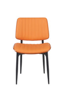 Indoor Mid-Century Modern Metal Chair with Orange Vinyl Seat & Back