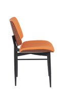 Indoor Mid-Century Modern Metal Chair with Orange Vinyl Seat & Back