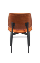 Indoor Mid-Century Modern Metal Chair with Orange Vinyl Seat & Back