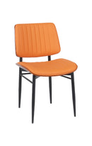 Indoor Mid-Century Modern Metal Chair with Orange Vinyl Seat & Back