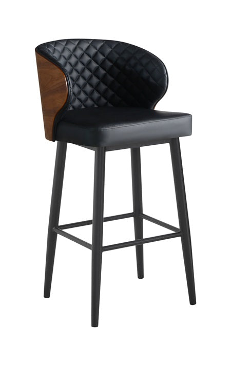 Indoor Black Steel Barstool with Vinyl Back & Seat