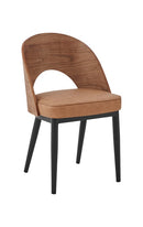 Indoor Metal Chair with Veneer Wood Back and Light Brown Cushioned Seat
