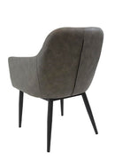 Grey PU leather armchair with black steel legs