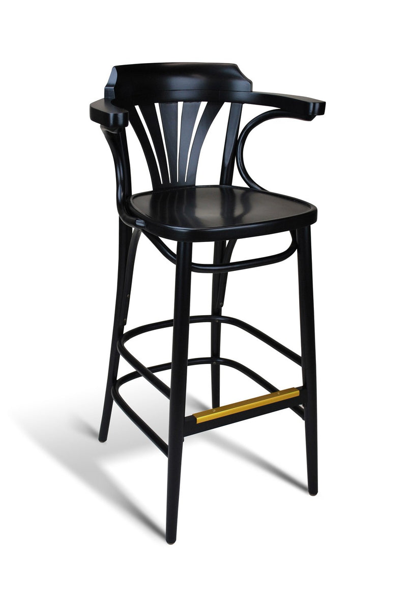 Tulip Beechwood Restaurant Fanback Arm Bar Stool