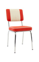 Indoor Metal Chair with Red and White Vinyl Seat and Back
