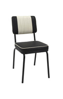 Indoor Metal Chair with Black and White Vinyl Seat and Back