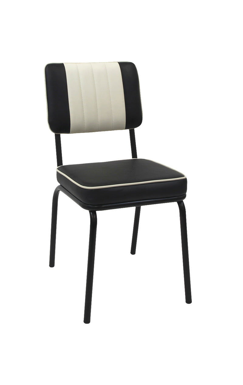 Indoor Metal Chair with Black and White Vinyl Seat and Back