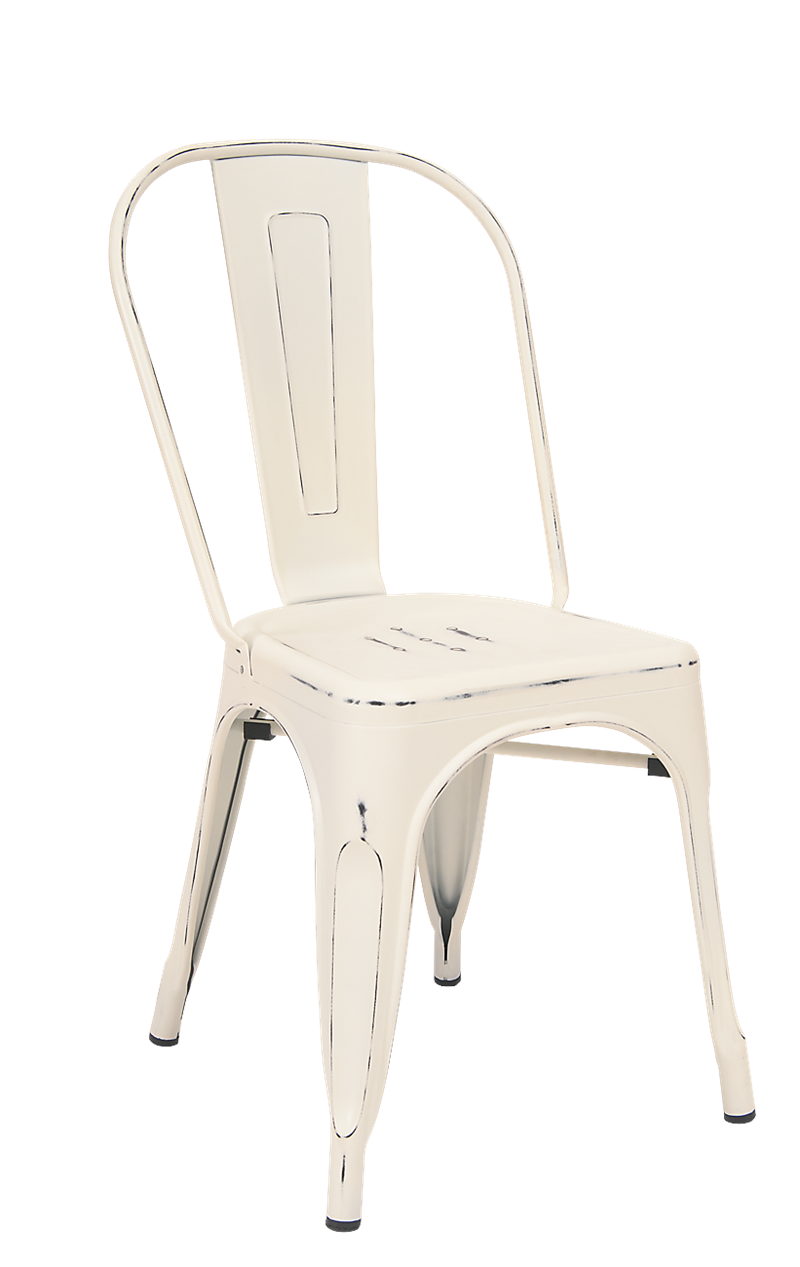 Steel Chair in Antique White Finish