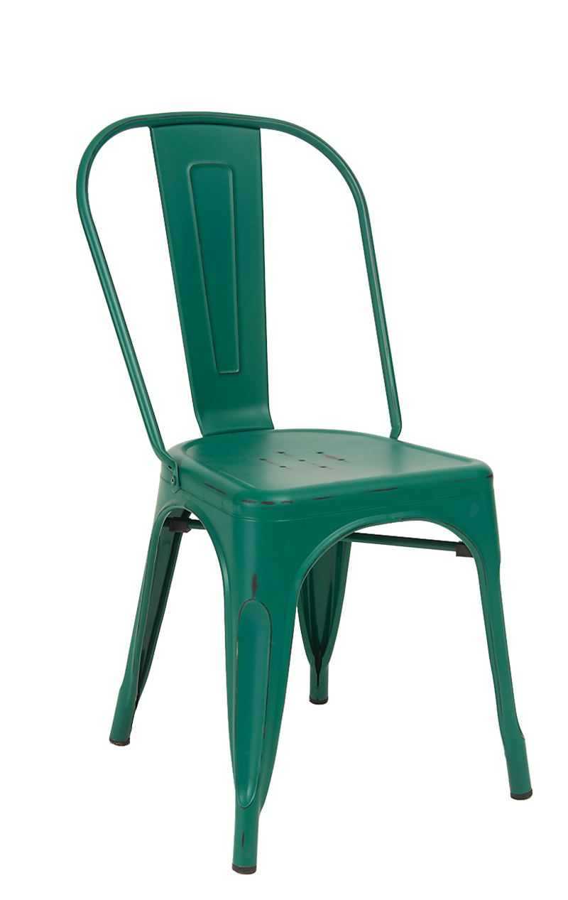 Steel Chair in Antique Green Finish