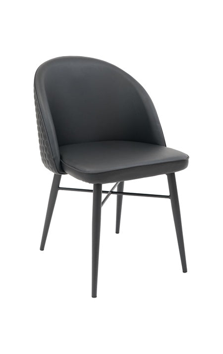 Indoor Black Steel Chair with Vinyl Seat and Back