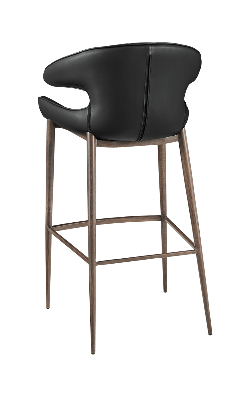 Indoor Metal Barstool w/ Vinyl Bullhorn-Shaped Back