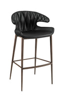 Indoor Metal Barstool w/ Vinyl Bullhorn-Shaped Back
