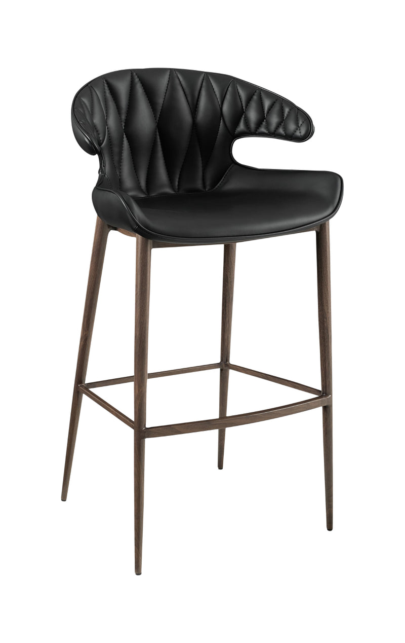 Indoor Metal Barstool w/ Vinyl Bullhorn-Shaped Back