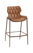 Indoor Metal Barstool w/ Padded Brown Vinyl Seat