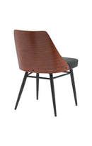 Dining Metal Chair with Diamond-Tufted Vinyl Back and Veneer Backrest for Indoor Use