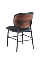Modern Black Metal Chair with Rounded Padded Backrest and Padded Seat for Indoor Use
