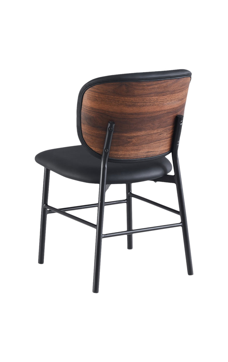 Modern Black Metal Chair with Rounded Padded Backrest and Padded Seat for Indoor Use
