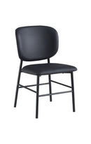 Modern Black Metal Chair with Rounded Padded Backrest and Padded Seat for Indoor Use
