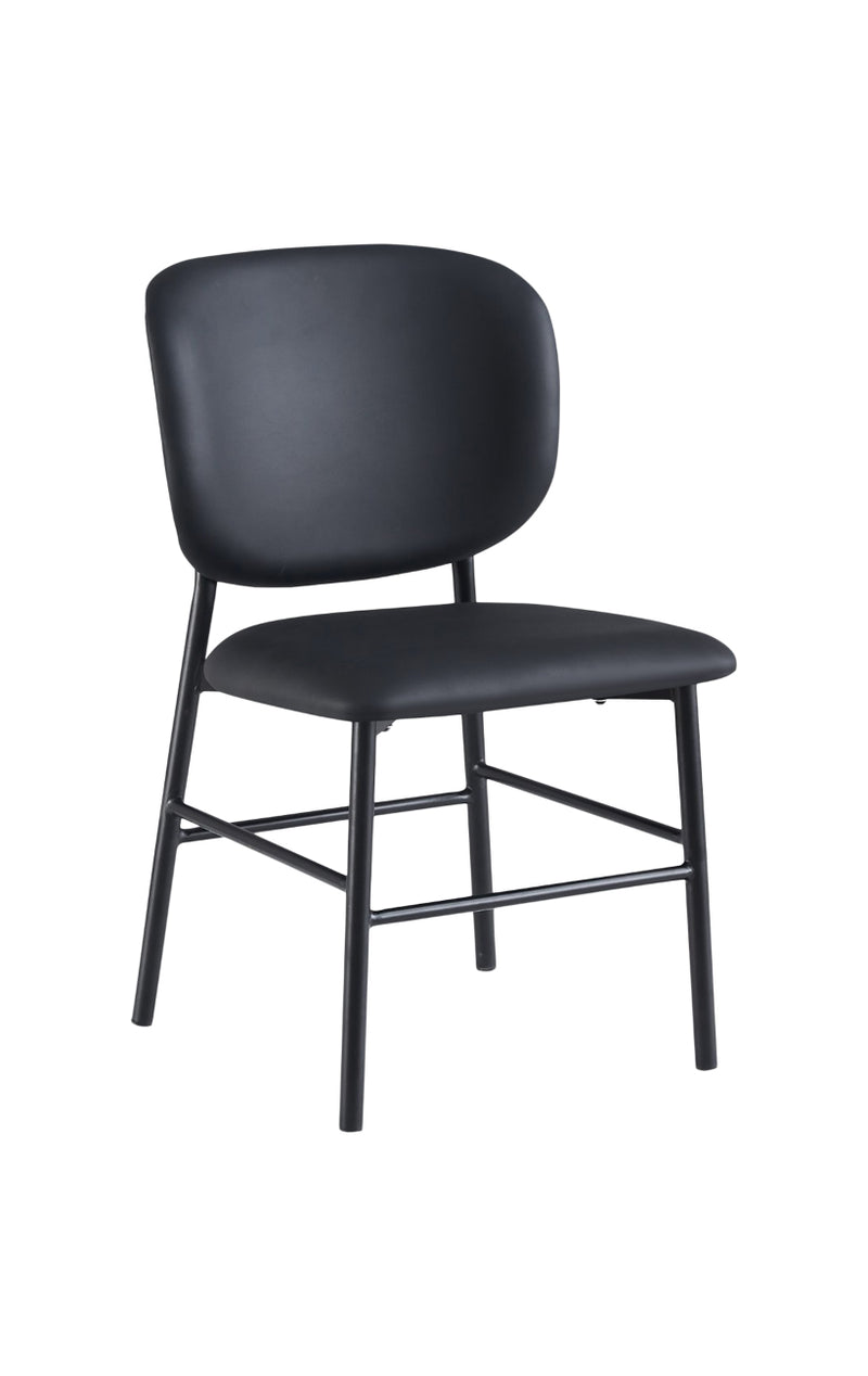 Modern Black Metal Chair with Rounded Padded Backrest and Padded Seat for Indoor Use