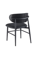 Dining Black Metal Chair with Oval Padded Backrest and Upholstered Seat for Indoor Use