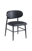 Dining Black Metal Chair with Oval Padded Backrest and Upholstered Seat for Indoor Use